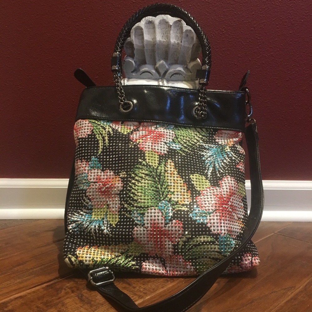Galian New York Silver Studded Crossbody Bag